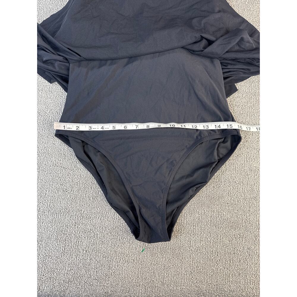 J. Crew Ruffle Tiered One Piece Swimsuit Full Coverage Black Size 12 - Picture 4 of 7